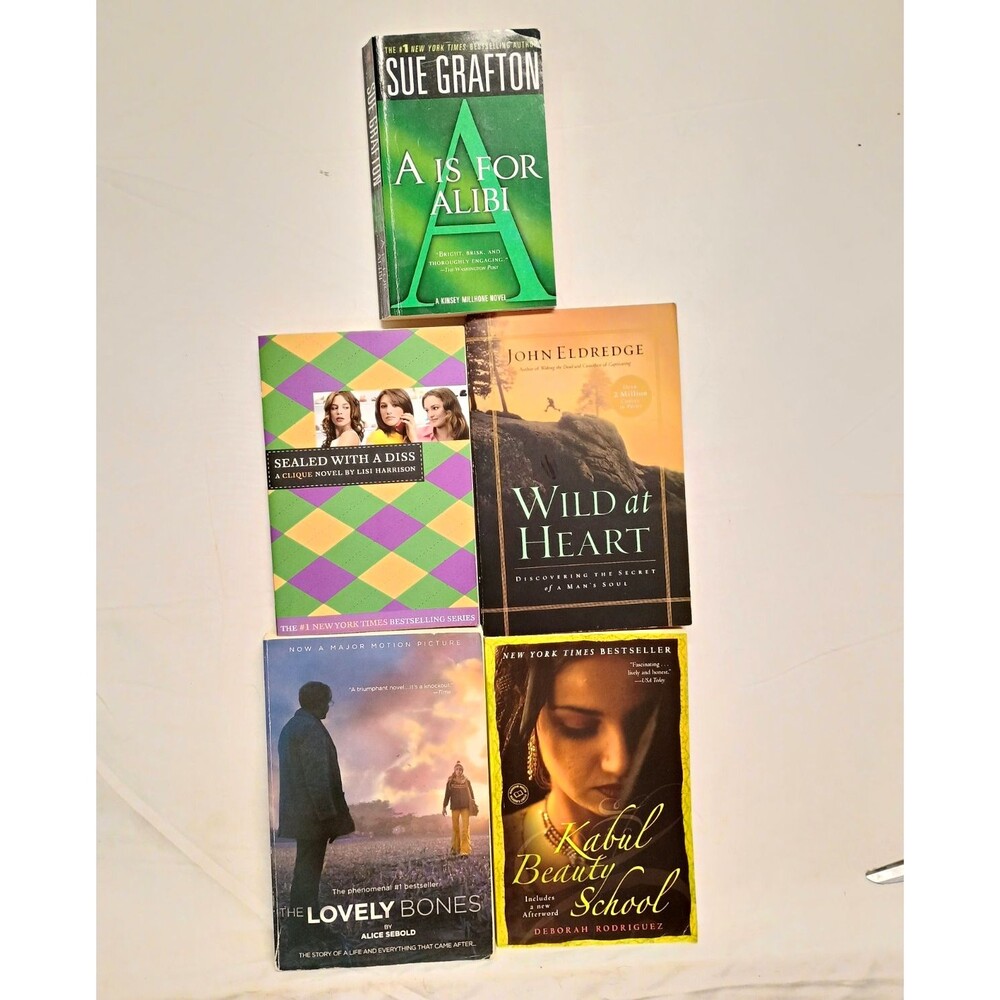 5 Book Lot Sue Grafton Alice Sebold Eldredge Rodriguez Harrison Paperback